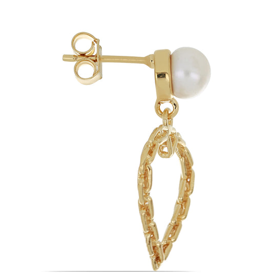 Goldplattierte Silberohrringe mit weißer Süßwasserperle