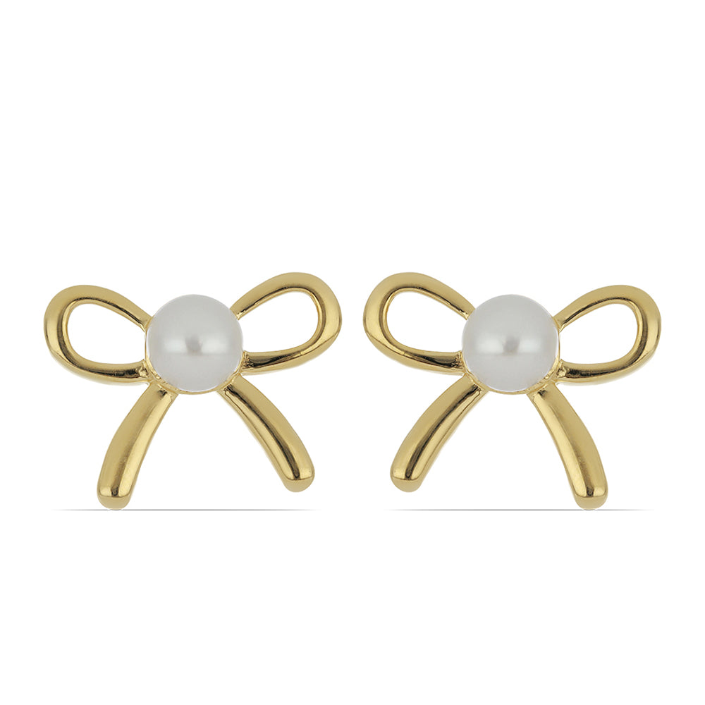 Goldplattierte Silberohrringe mit weißer Süßwasserperle