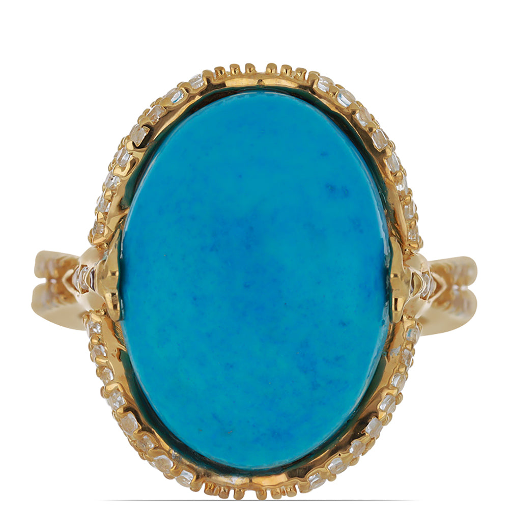 Goldplattierter Silberring mit persischem Türkis und rotem Diamant 2 