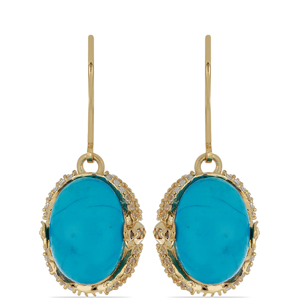 Goldplattierte Silberohrringe mit persischem Türkis und rotem Diamant 2 