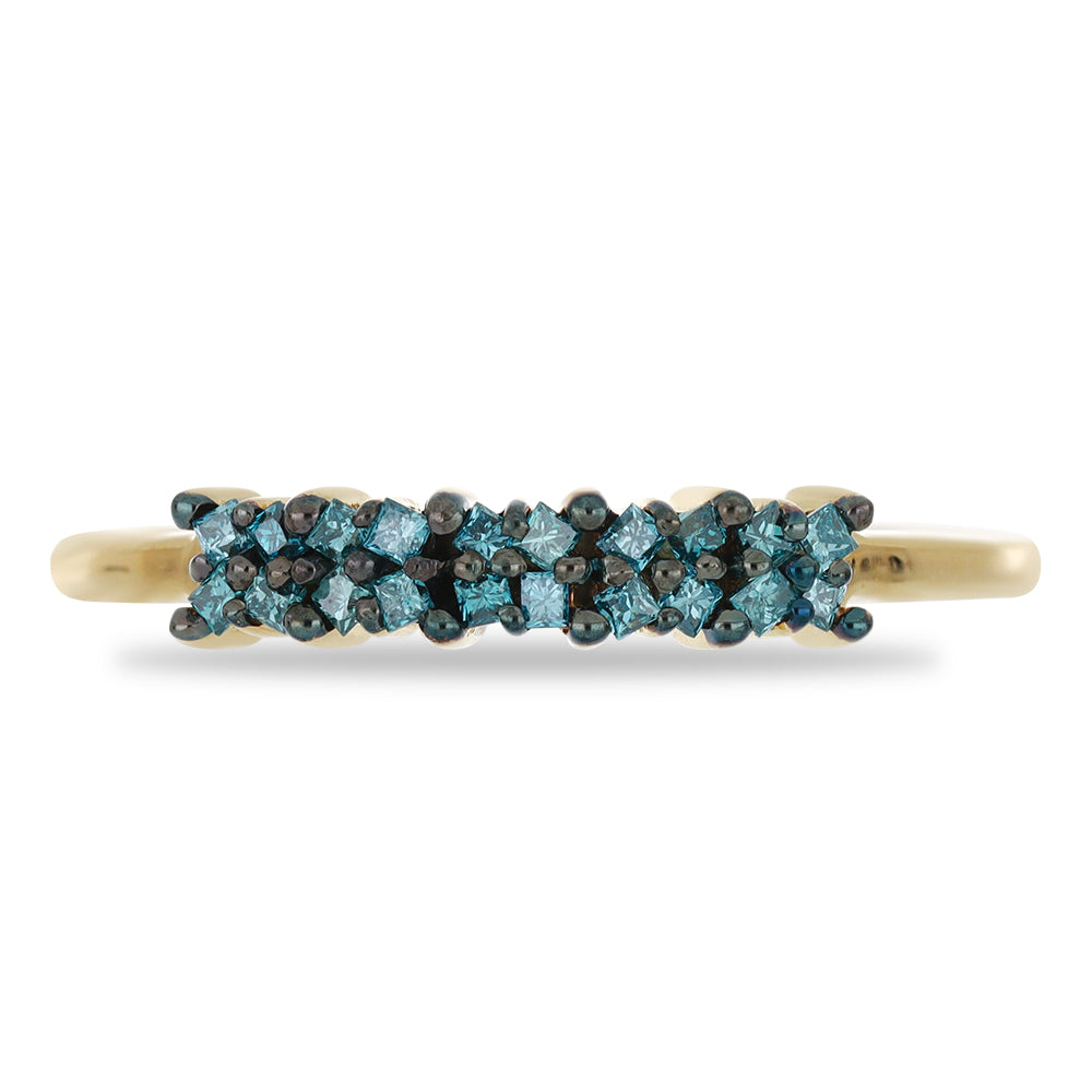 Goldplattierter Silberring mit blauem Diamant 1 