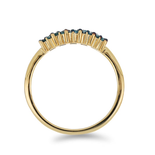 Goldplattierter Silberring mit blauem Diamant
