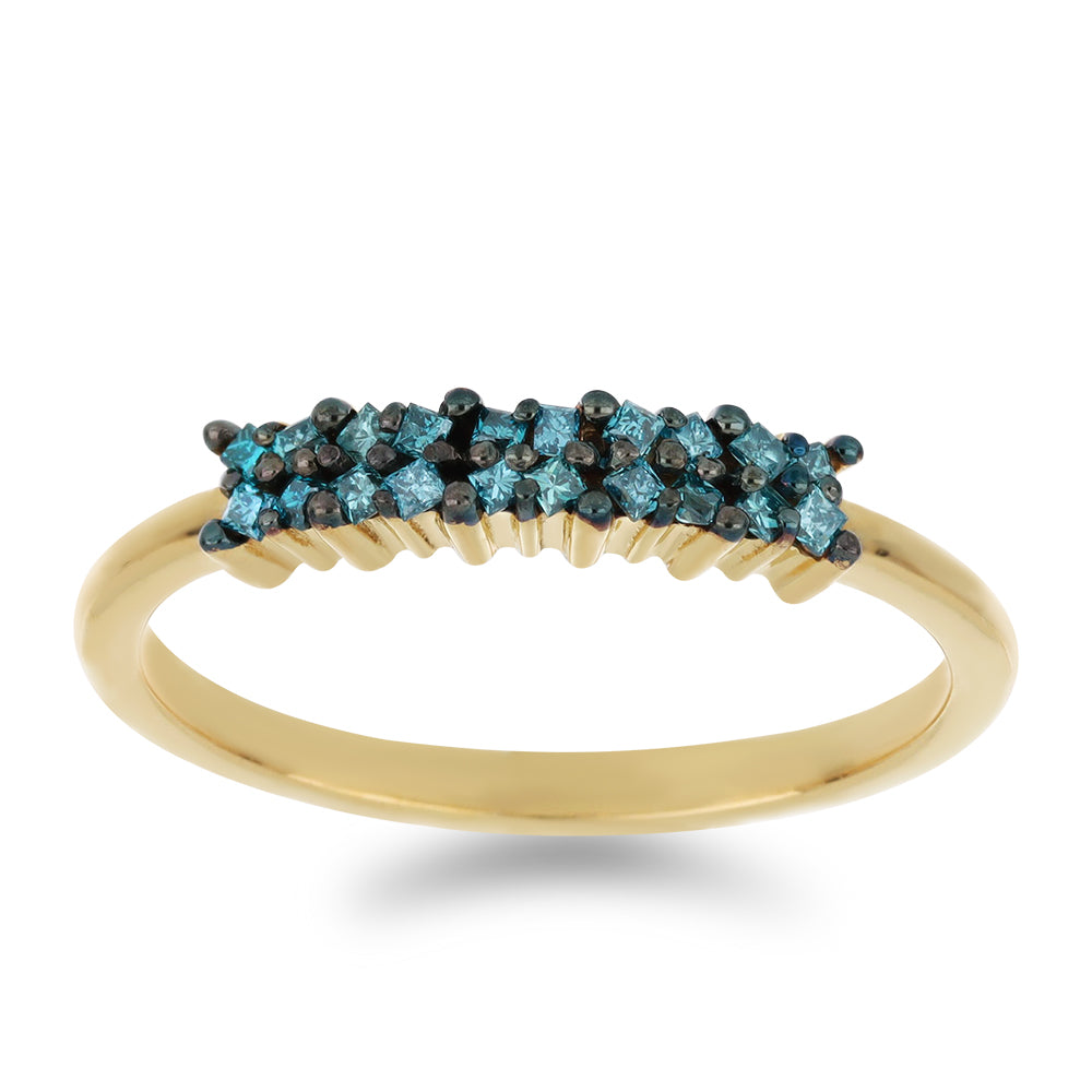 Goldplattierter Silberring mit blauem Diamant 3 