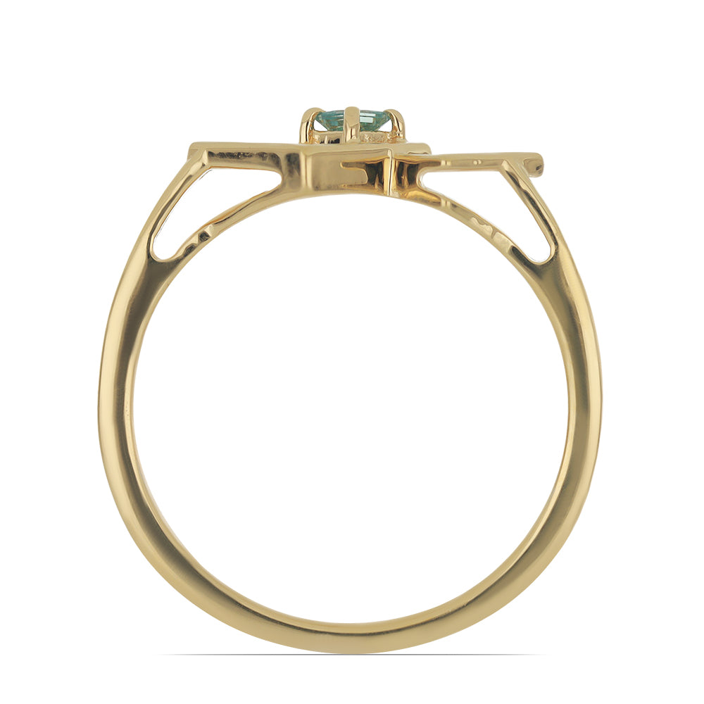 Goldplattierter Silberring mit blauem Diamant 2 