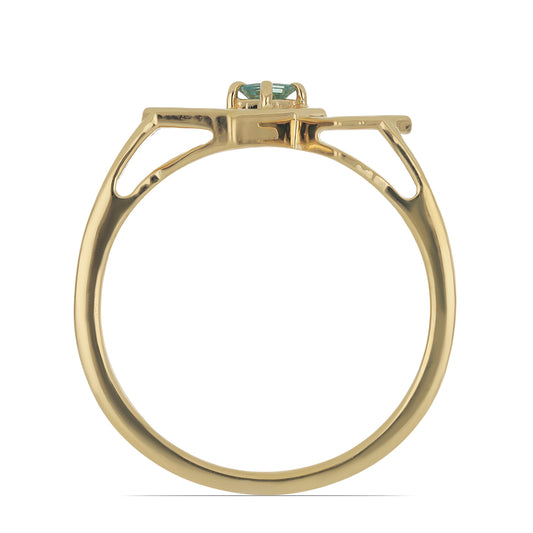 Goldplattierter Silberring mit blauem Diamant