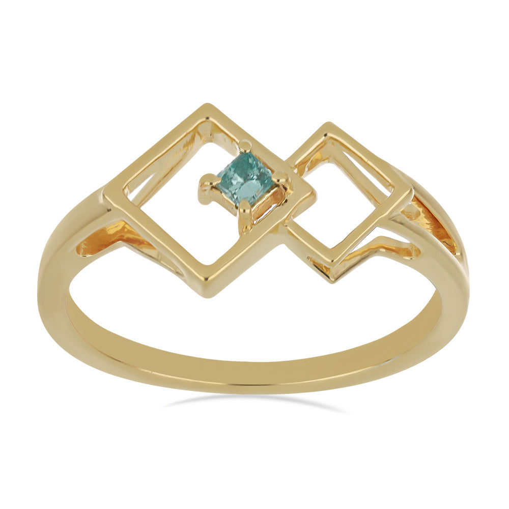 Goldplattierter Silberring mit blauem Diamant 3 