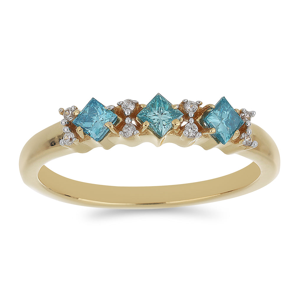 Goldplattierter Silberring mit blauem Diamant und natürlichem weißem Zirkon 3 