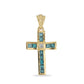 Goldplattierter Silberanhänger mit blauem Diamant und weißem Zirkon