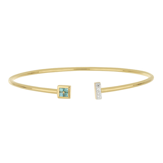 Goldplattiertes Silberarmband mit blauem Diamant und natürlichem weißem Zirkon