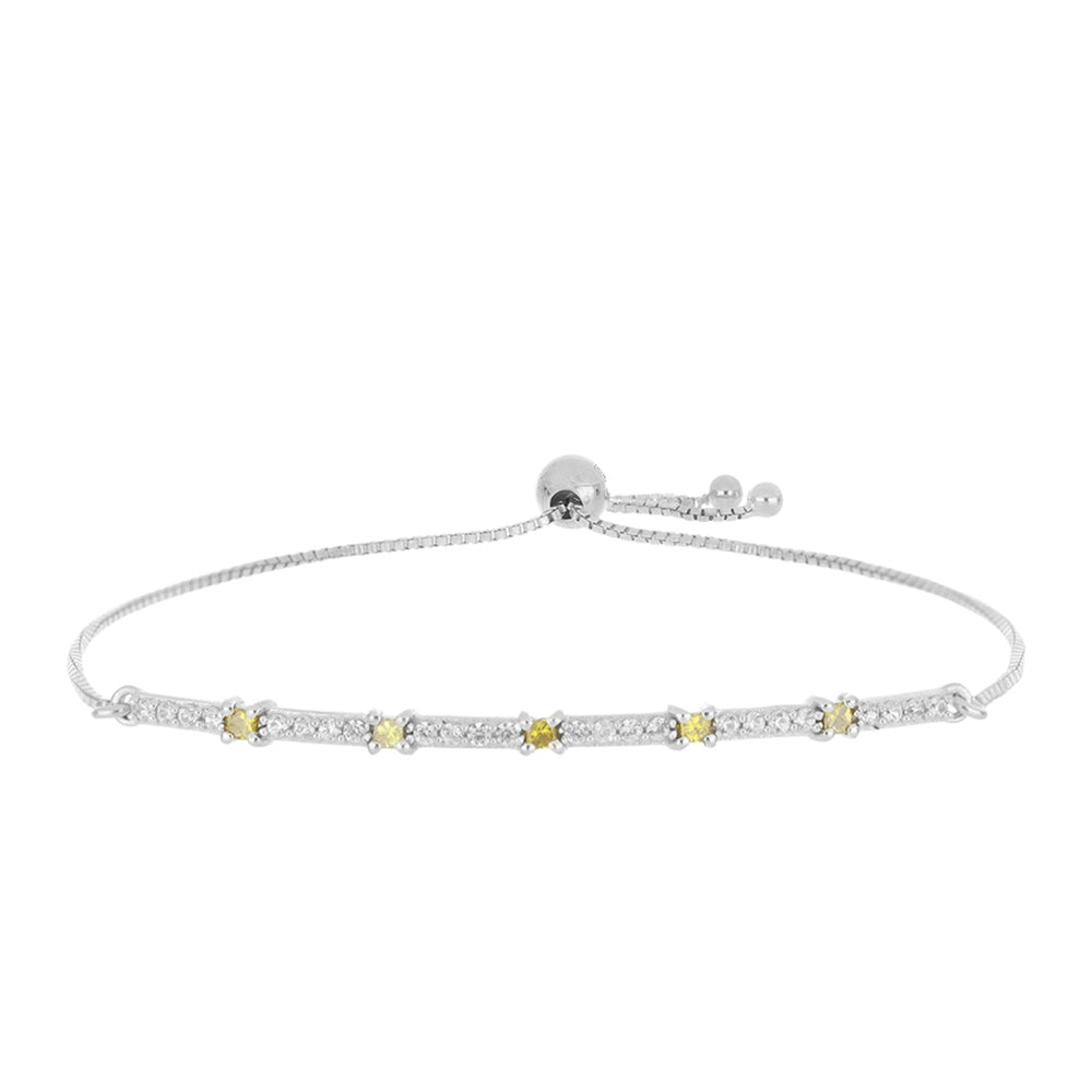 Silberarmband mit gelbem Diamant und weißem Zirkon 1 