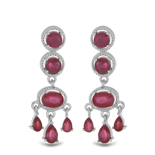 Silberohrringe mit Rubin aus Madagaskar