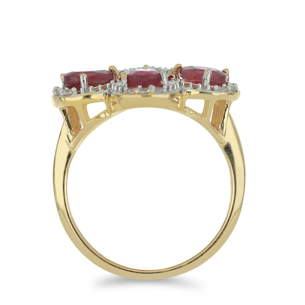 Goldplattierter Silberring mit Rubin aus Madagaskar und weißem Topas 2 