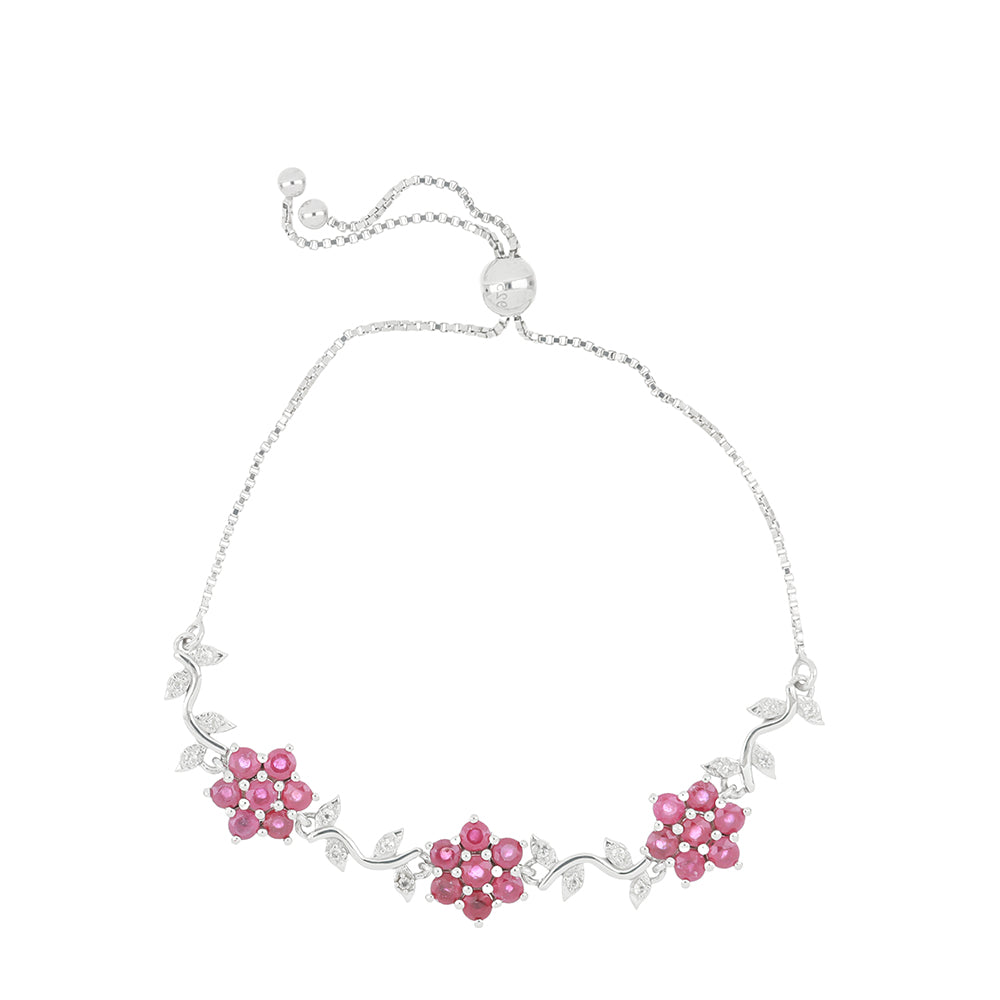 Silberarmband mit Rubin aus Madagaskar und weißem Topas 1 