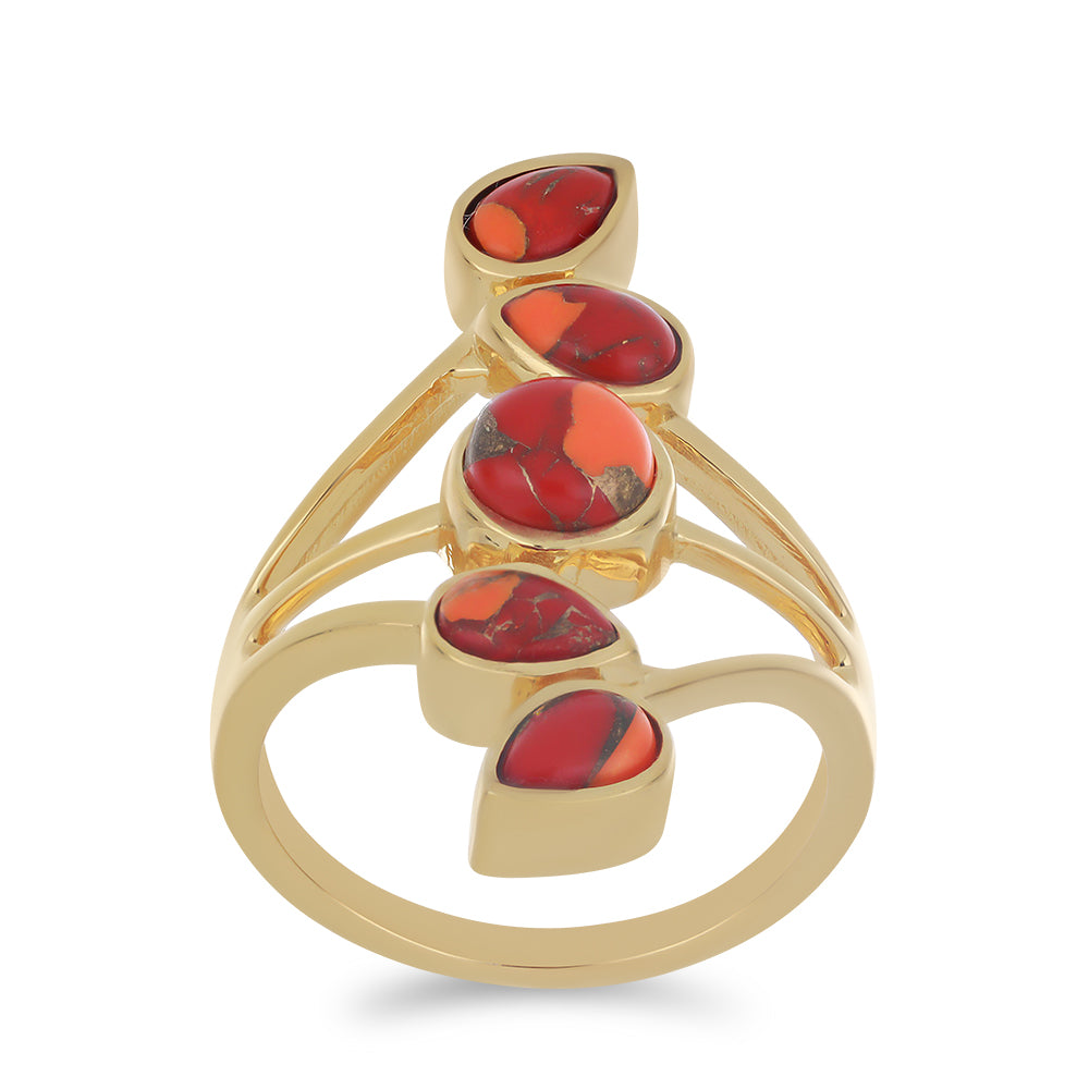 Goldplattierter Silberring mit Mohave-Türkis 3 