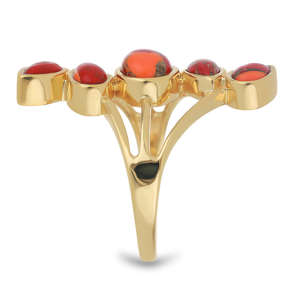 Goldplattierter Silberring mit Mohave-Türkis 4 