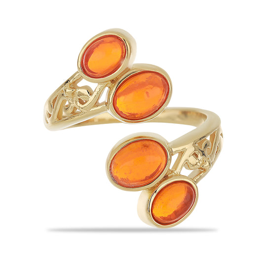 Goldplattierter Silberring mit orangefarbenem Opal aus Lega Dembi