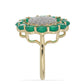 Goldplattierter Silberring mit grünem Achat und weißem Topas