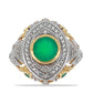Goldplattierter Silberring mit grünem Achat und weißem Topas