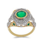 Goldplattierter Silberring mit grünem Achat und weißem Topas