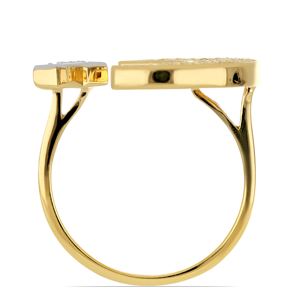 Goldplattierter Silberring mit Zitrin aus dem Ural und weißem Topas