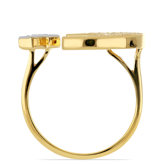 Goldplattierter Silberring mit Zitrin aus dem Ural und weißem Topas