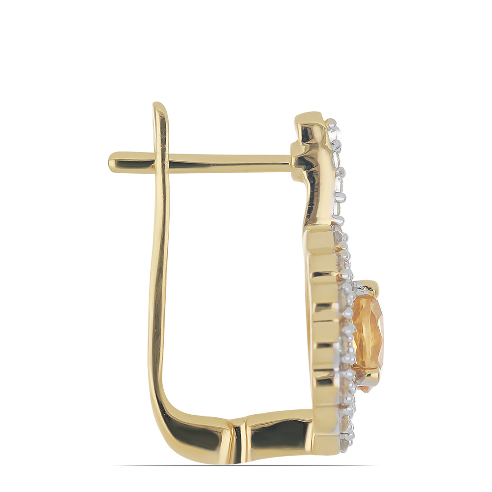 Goldplattierte Silberohrringe mit Zitrin aus dem Ural und weißem Topas 2 