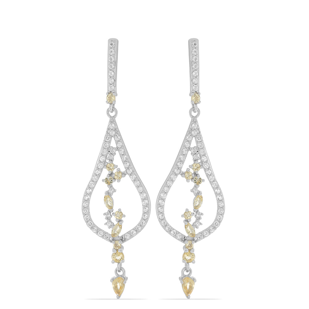 Silberohrringe mit Zitrin aus dem Ural und weißem Topas 1 