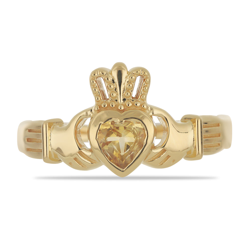 Goldplattierter Silberring mit Zitrin aus dem Ural