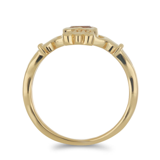 Goldplattierter Silberring mit Zitrin aus dem Ural