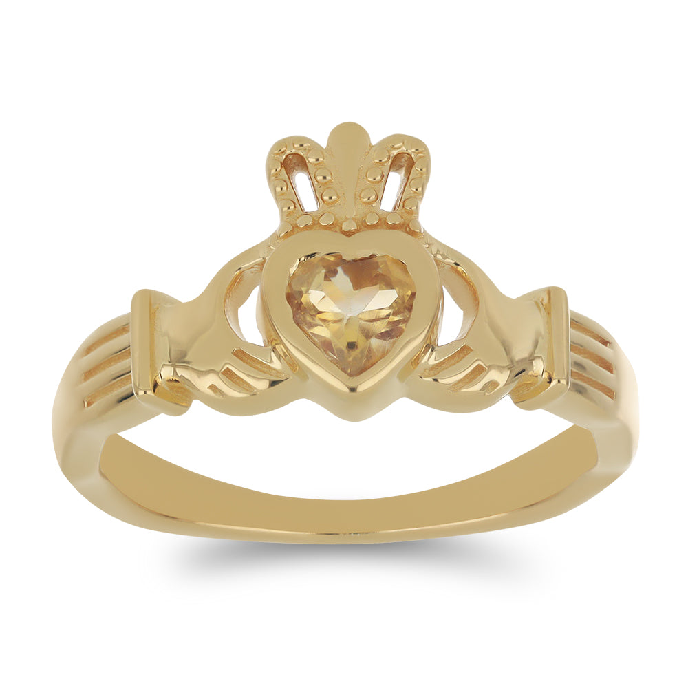 Goldplattierter Silberring mit Zitrin aus dem Ural