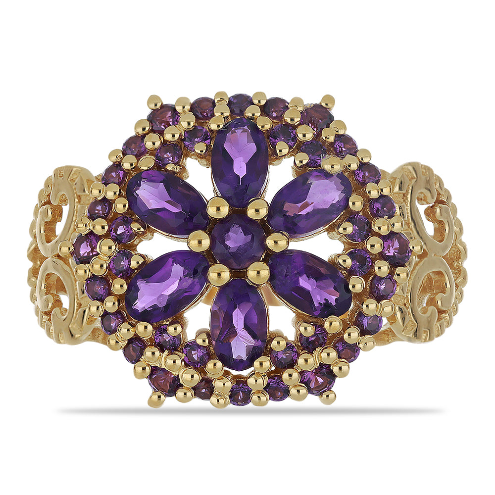 Goldplattierter Silberring mit sambischem Amethyst