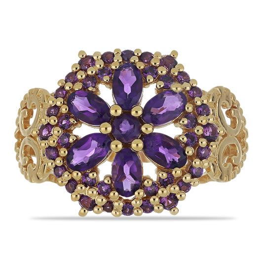 Goldplattierter Silberring mit sambischem Amethyst