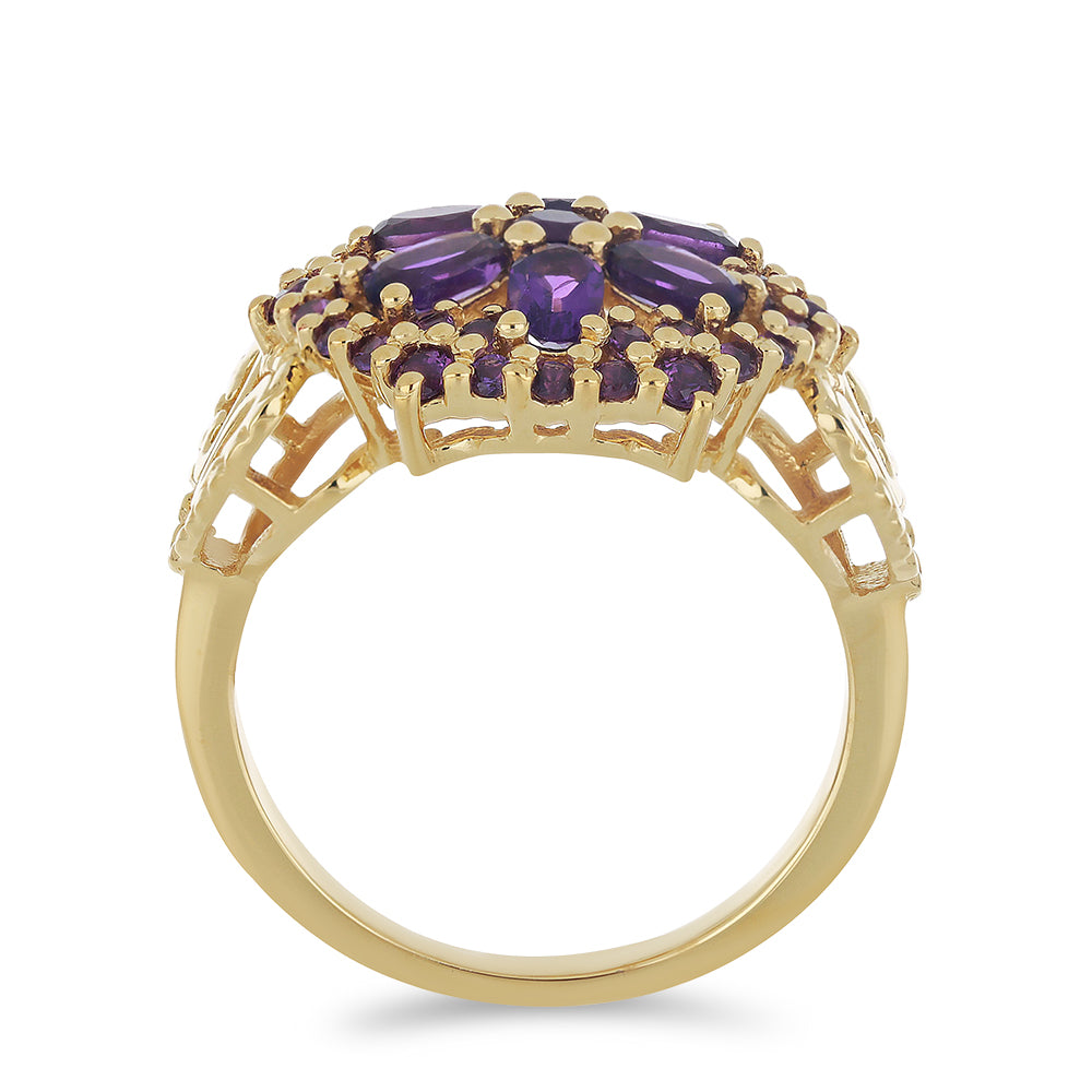 Goldplattierter Silberring mit sambischem Amethyst