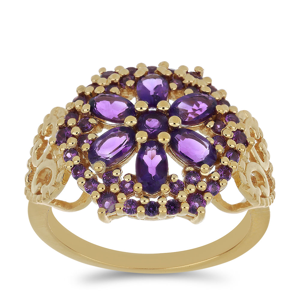 Goldplattierter Silberring mit sambischem Amethyst