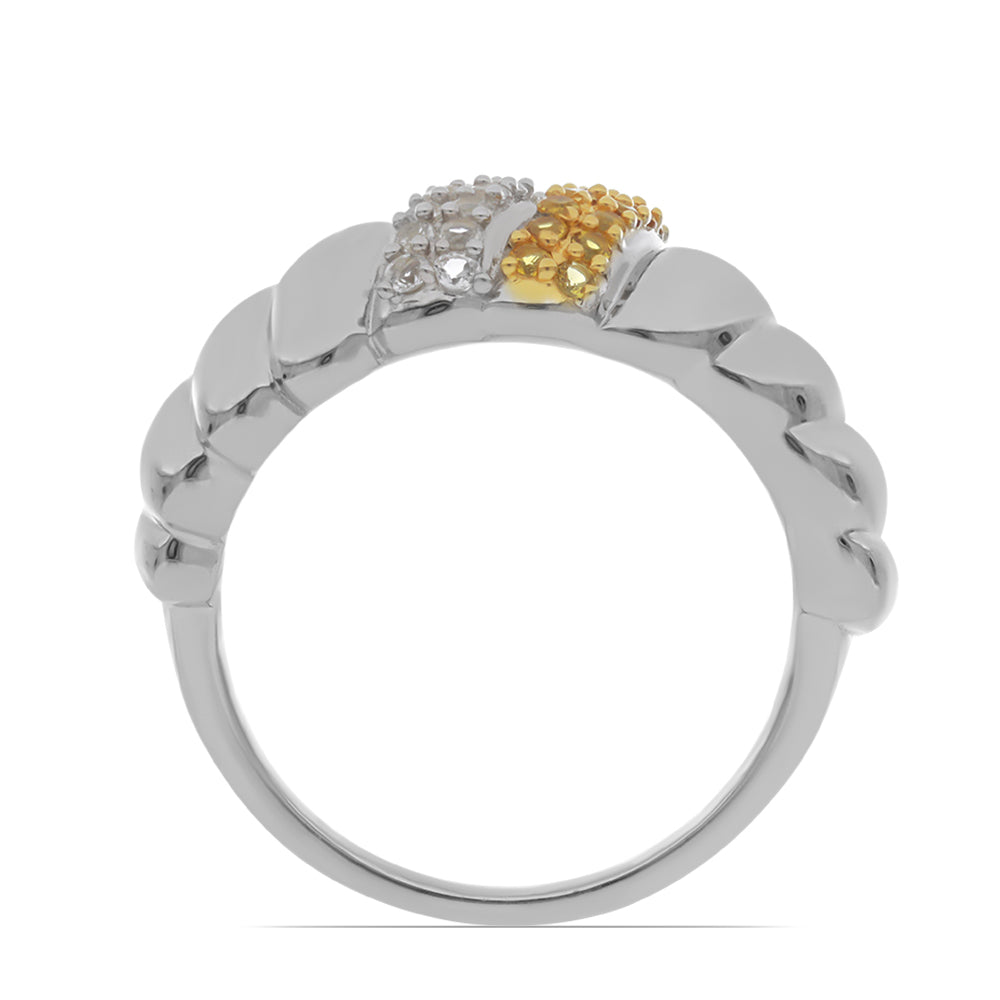 Silberring mit Zitrin aus dem Ural und weißem Topas 2 