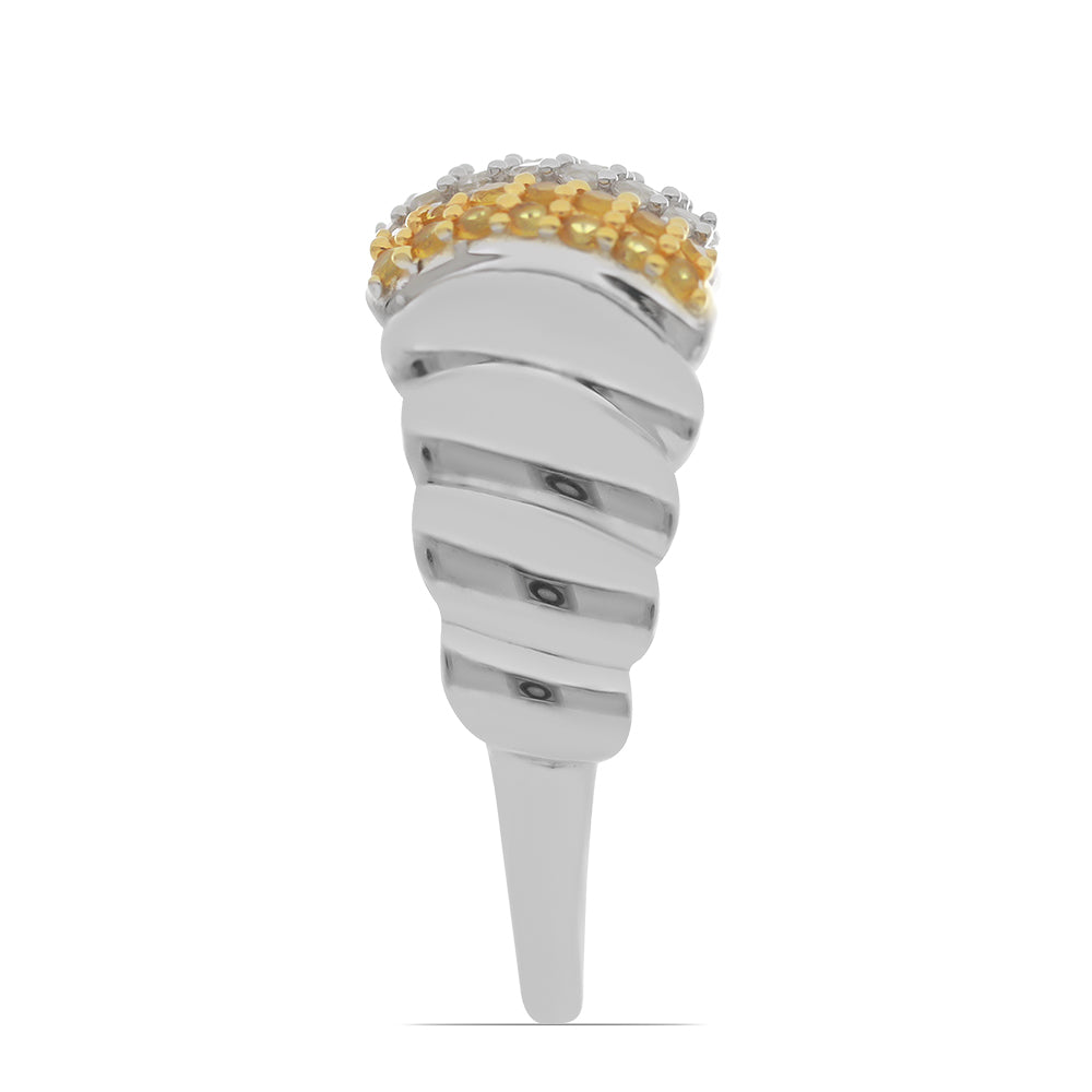 Silberring mit Zitrin aus dem Ural und weißem Topas 4 