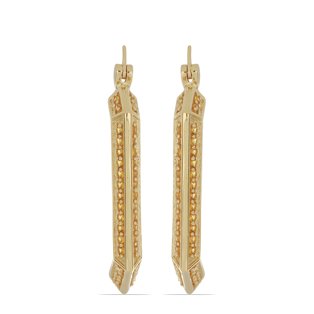 Goldplattierte Silberohrringe mit Zitrin aus dem Ural 1 