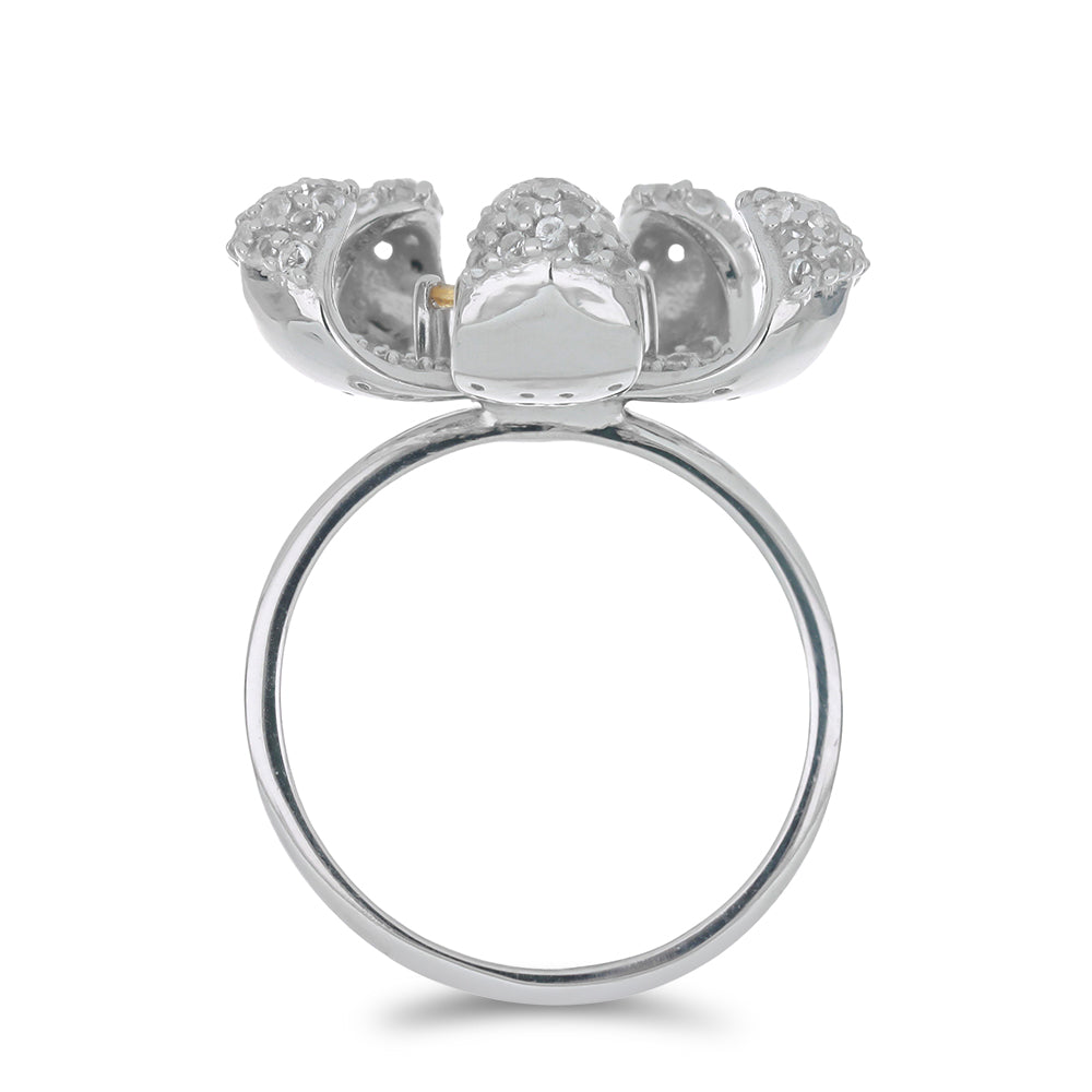 Silberring mit Zitrin aus dem Ural und weißem Topas