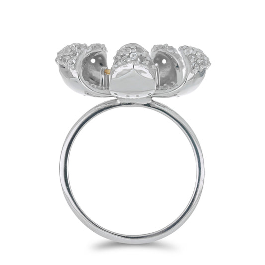 Silberring mit Zitrin aus dem Ural und weißem Topas