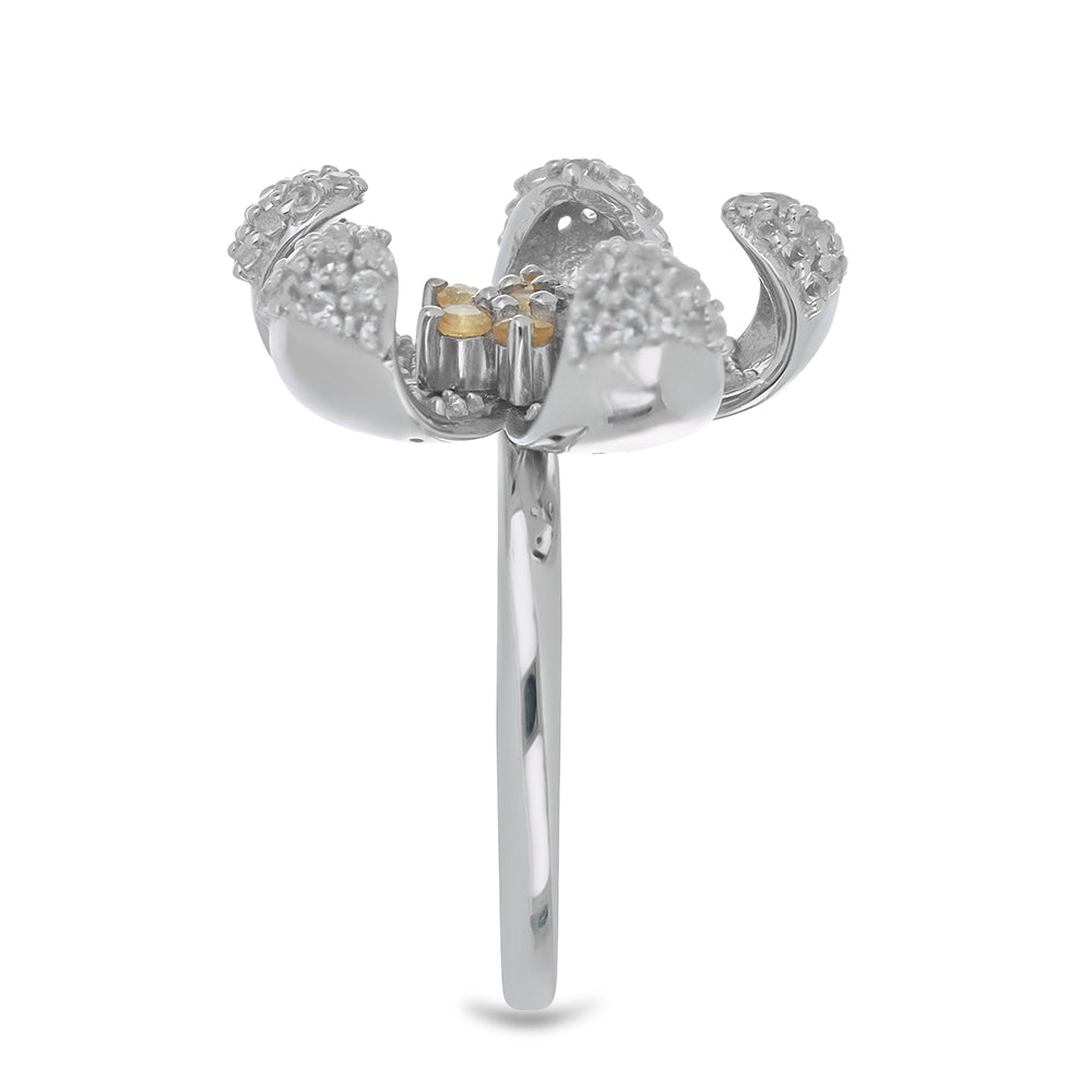 Silberring mit Zitrin aus dem Ural und weißem Topas 4 