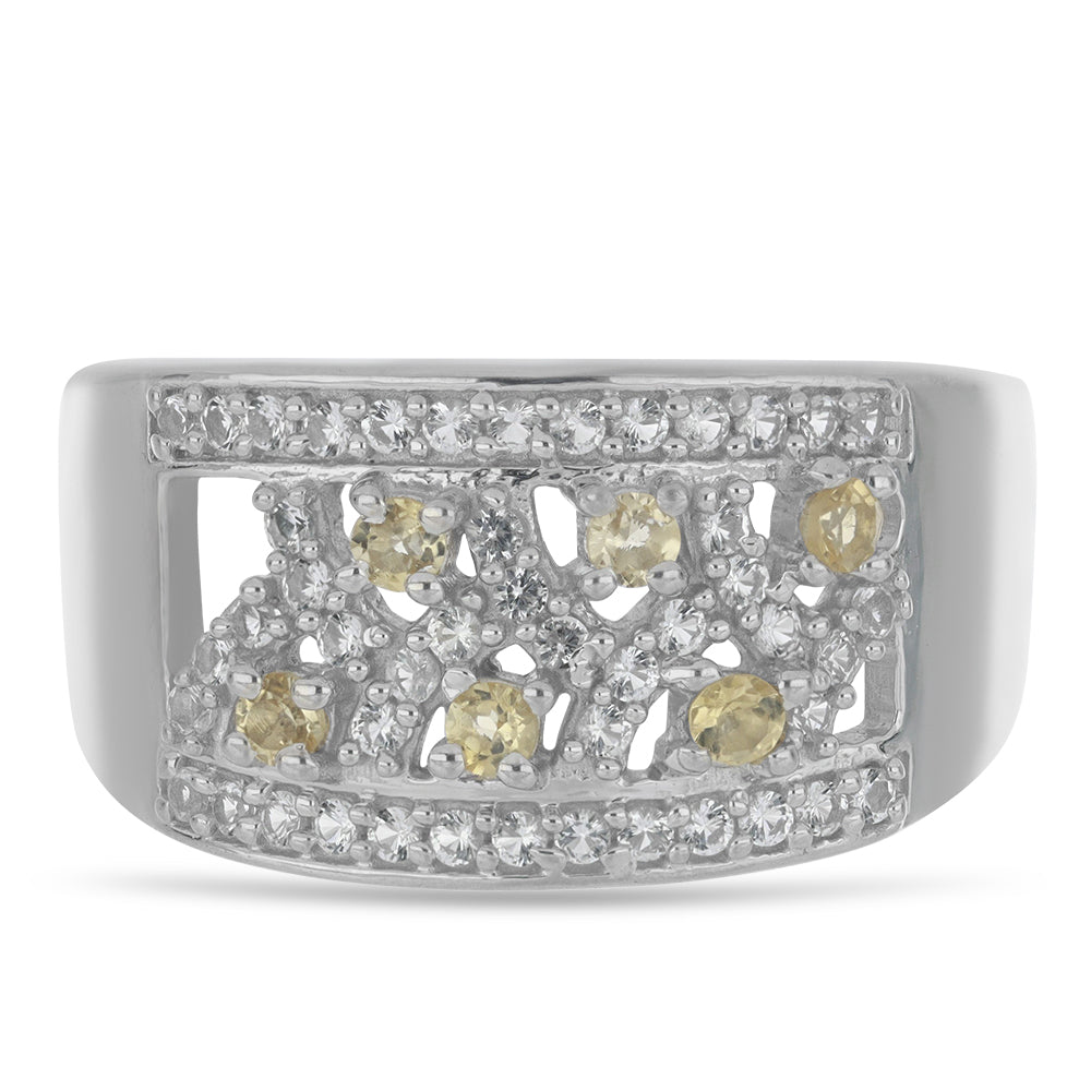 Silberring mit Zitrin aus dem Ural und weißem Topas 1 