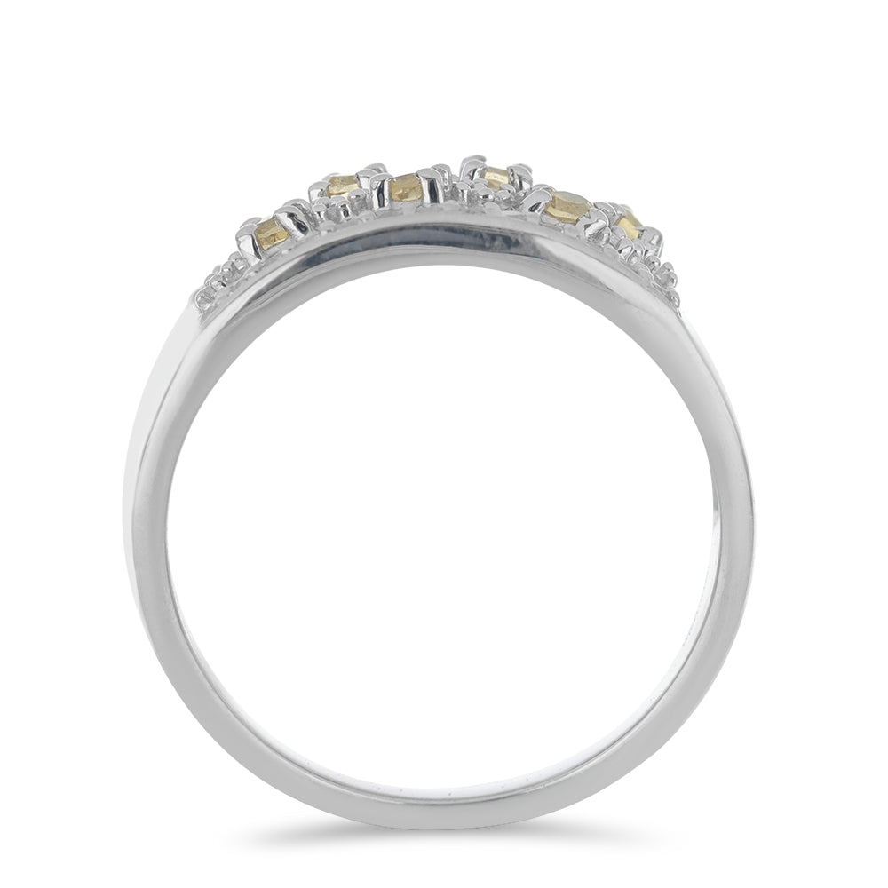 Silberring mit Zitrin aus dem Ural und weißem Topas 2 