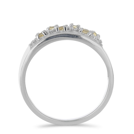 Silberring mit Zitrin aus dem Ural und weißem Topas