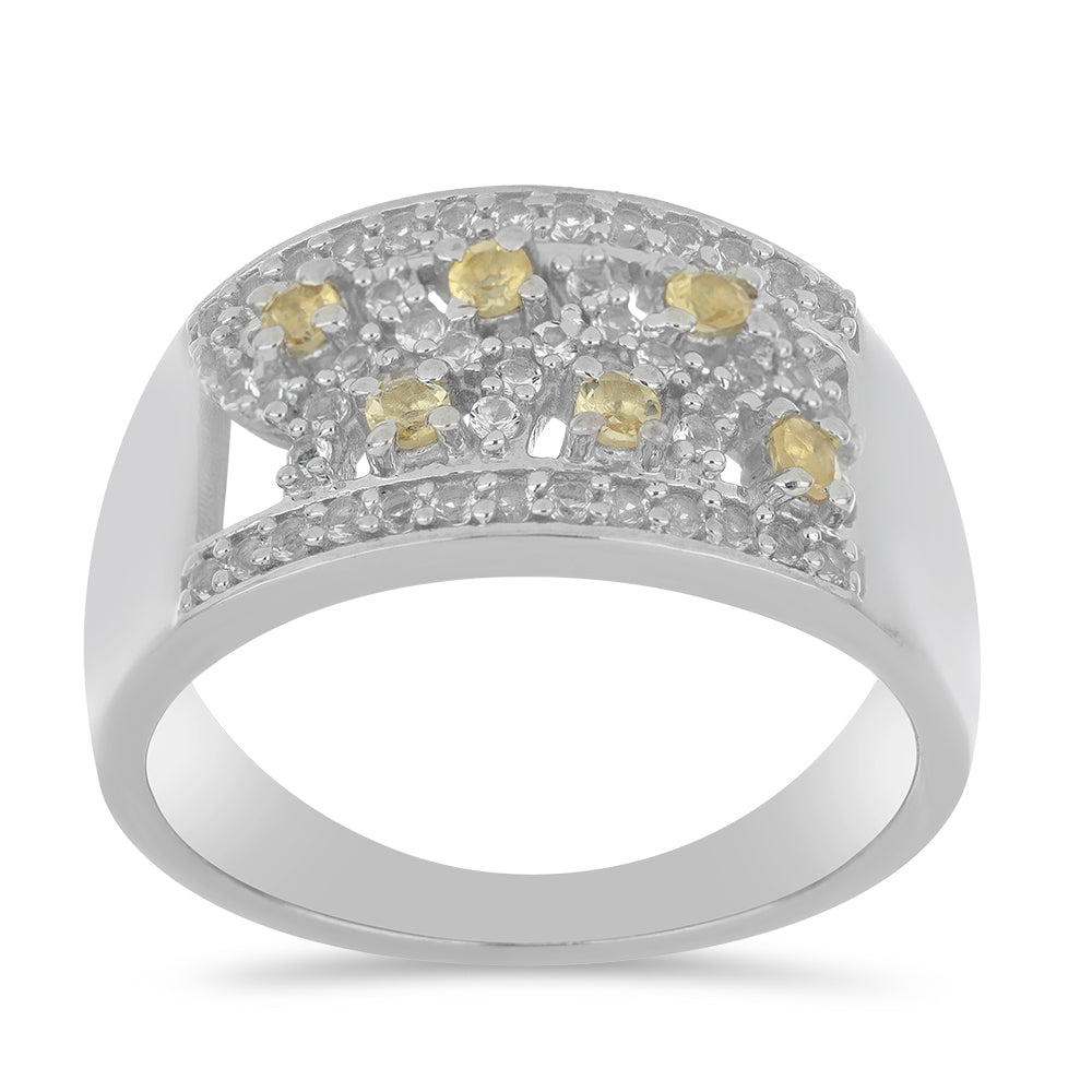 Silberring mit Zitrin aus dem Ural und weißem Topas 3 