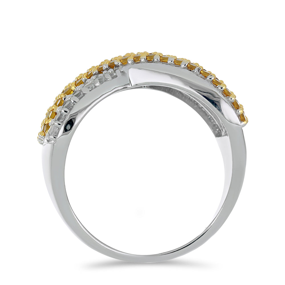 Silberring mit Zitrin aus dem Ural und weißem Topas 2 