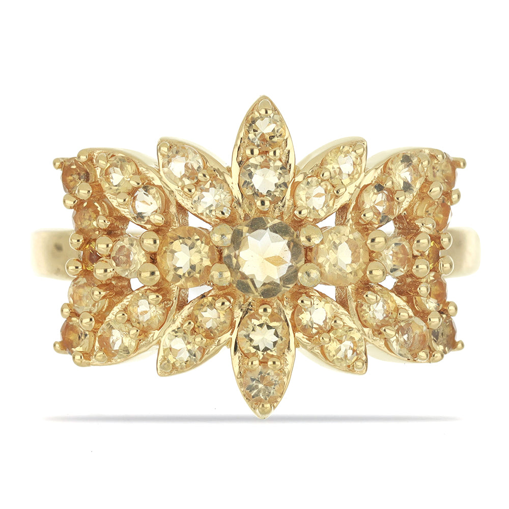 Goldplattierter Silberring mit Zitrin aus dem Ural 1 