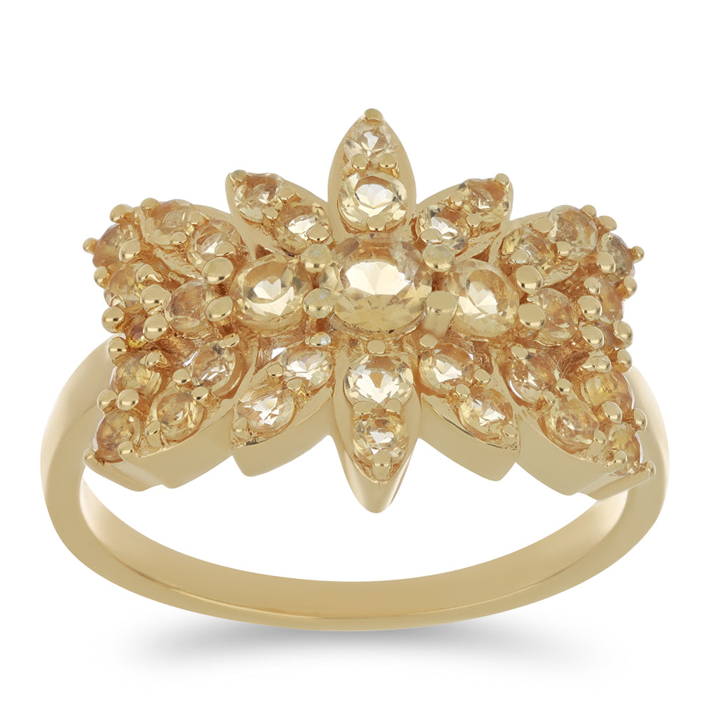 Goldplattierter Silberring mit Zitrin aus dem Ural 3 