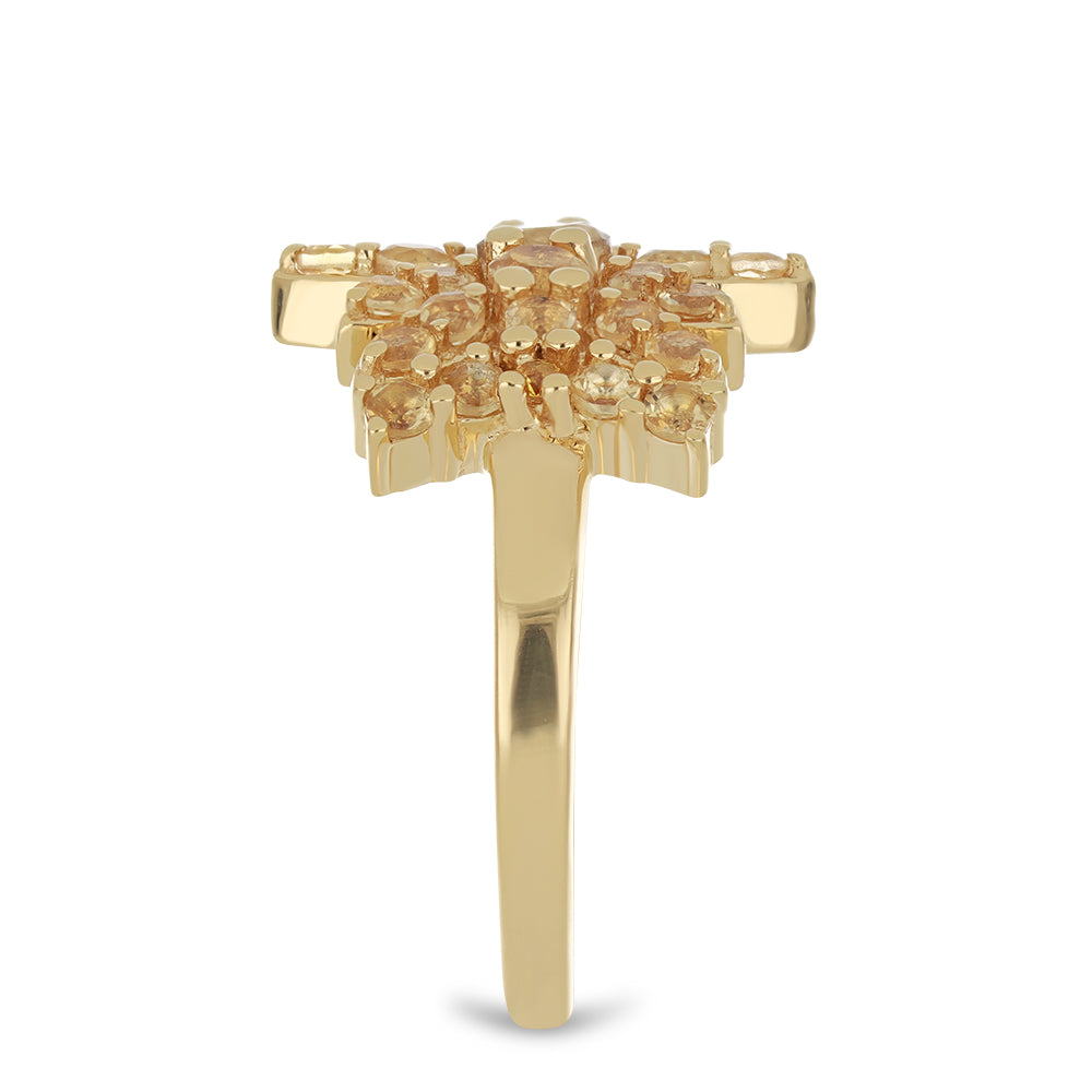 Goldplattierter Silberring mit Zitrin aus dem Ural