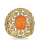 Goldplattierter Silberring mit orangefarbenem Opal aus Lega Dembi und Peridot aus Changbai
