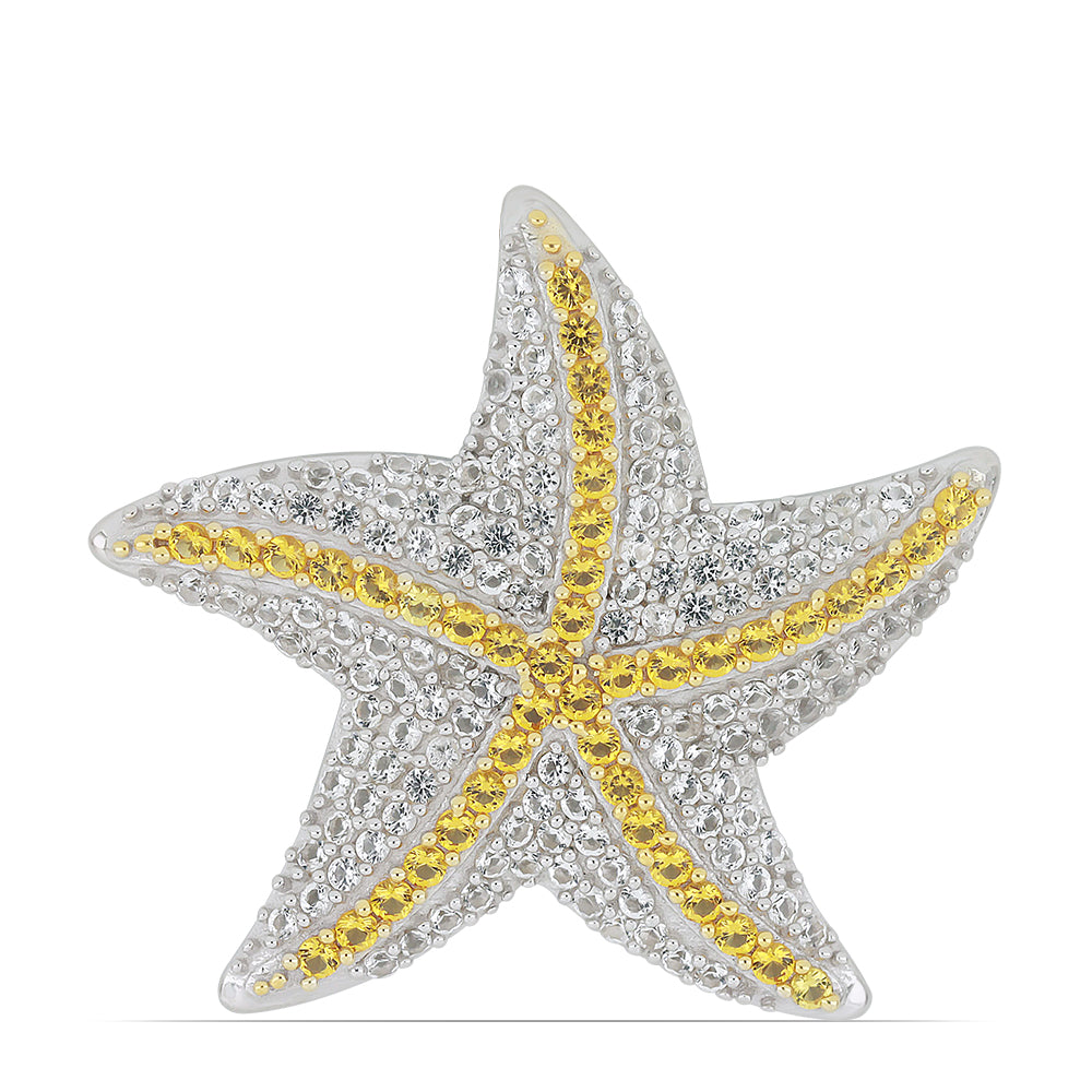 Silberanhänger mit Zitrin aus dem Ural und weißem Topas 1 